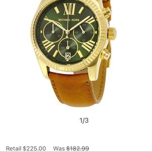 Michael Kors Lexington Cronograph Green Dial leather watch - great condition!